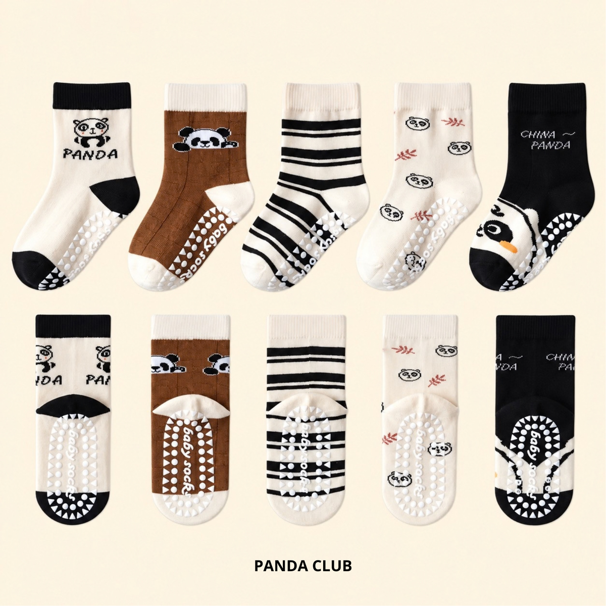 Lot de 5 paires de Chaussettes Antidérapantes Enfant (De 1 an à 12 ans)