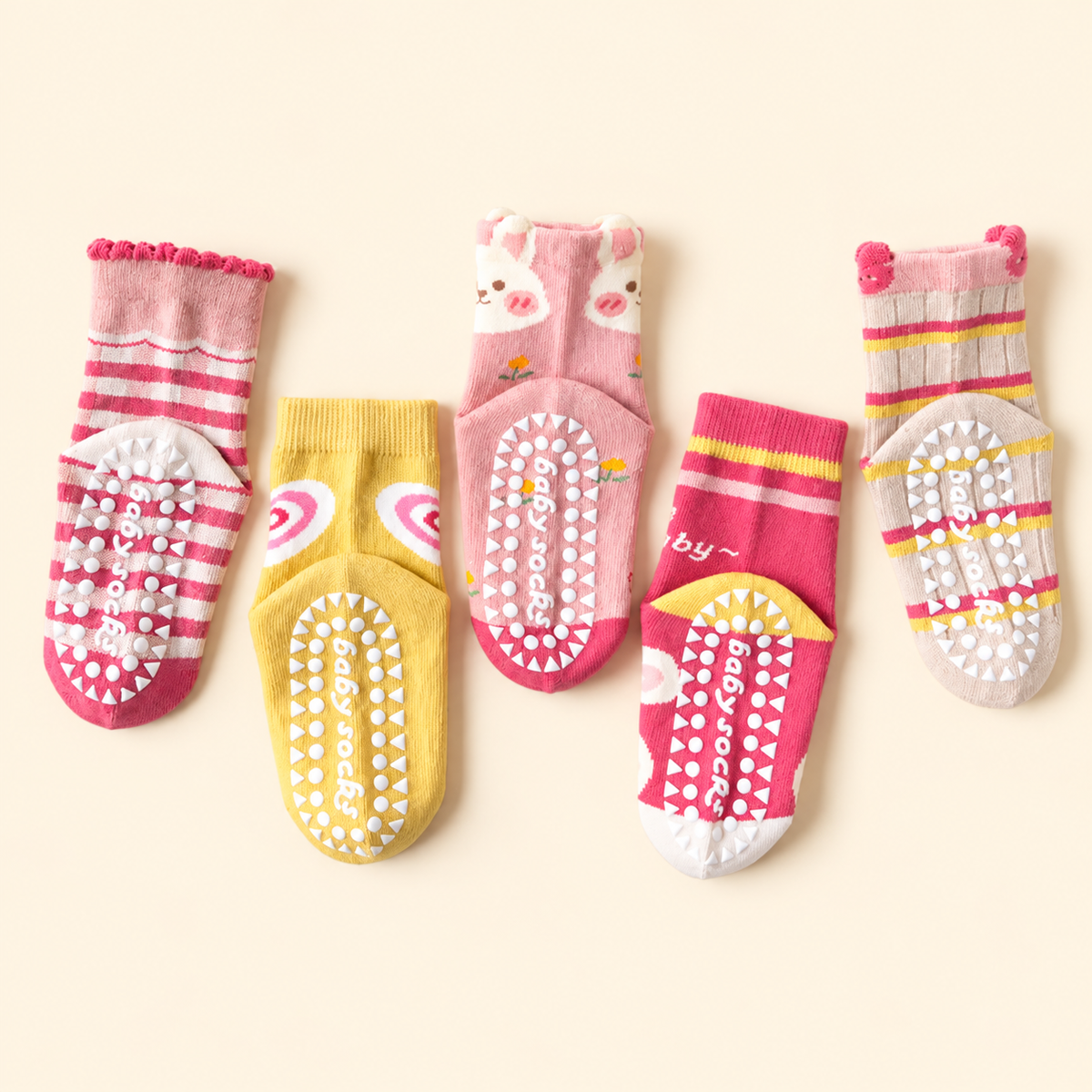 Lot de 5 paires de Chaussettes Antidérapantes Enfant (De 1 an à 12 ans)