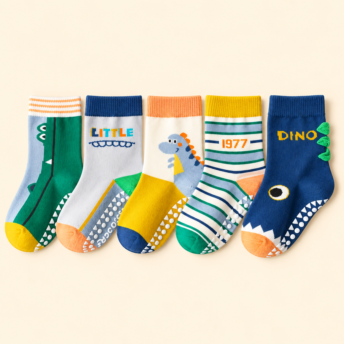 Lot de 5 paires de Chaussettes Antidérapantes Enfant (De 1 an à 12 ans)