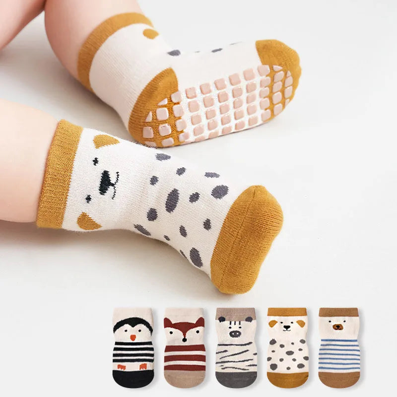 Lot de 5 paires de Chaussettes Antidérapantes Bébé (De 0 mois à 3 ans)